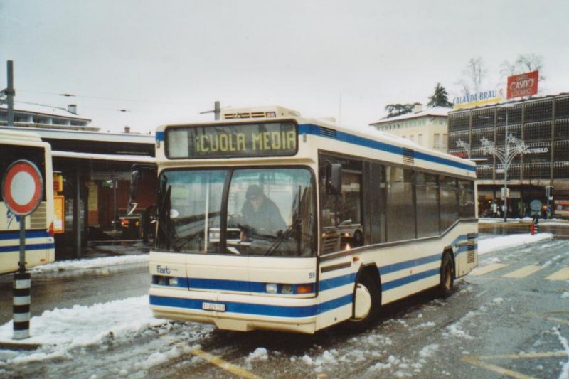 FART Locarno Nr. 59/TI 229159 Neoplan (ex Nr. 82) am 11. Dezember 2008 Locarno, Bahnhof