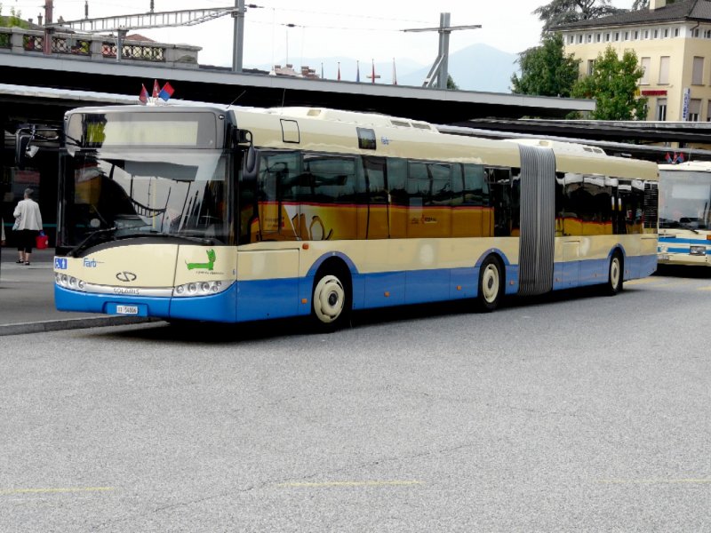 FART - Solaris Gelenkbus Nr.6  TI 54806 unterwegs auf der Linie 10 in Locarno am 18.09.2008