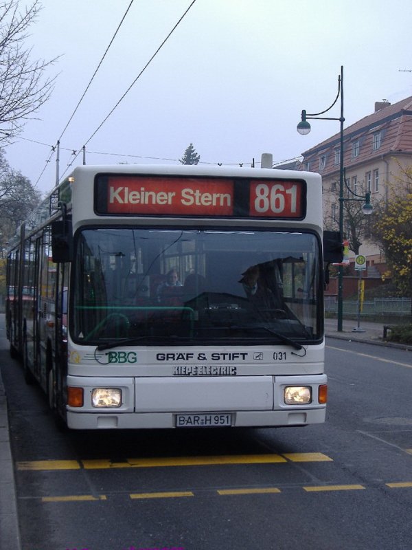 Gelenk-O-Bus BAR-H 951 Hersteller: AF-Grf&Stift (MAN), Typ NGE 152 M17, Baujahr 1994. 
Eberswalde 19.11.2006