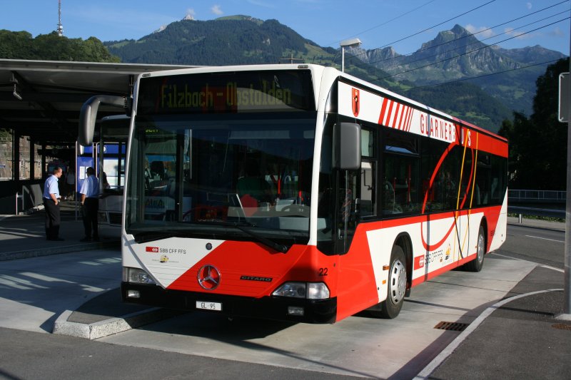 GlarnerBus / Niederer, Filzbach, Nr. 22 (GL 95, MB Citaro, 2001) am 10.8.2008 in Ziegelbrcke. 