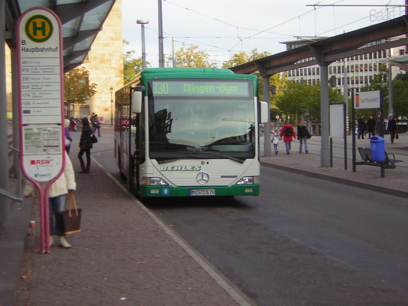 Hier ist ein Citaro der Firma Behles-Reisen aus Weiskirchen im Saarland zu sehen. Der Wagen fhrt einen Kurs der Saar-Pfalz-Bus. Die Aufnahme des Fotos war der 20.10.2009.