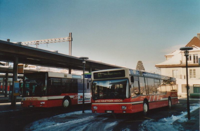 Letzter Tag des Autoverkehrs Spiez-Krattigen-Aeschi: ASKA Aeschi Nr. 3/BE 26722 MAN am 13. Dezember 2008 Spiez, Bahnhof