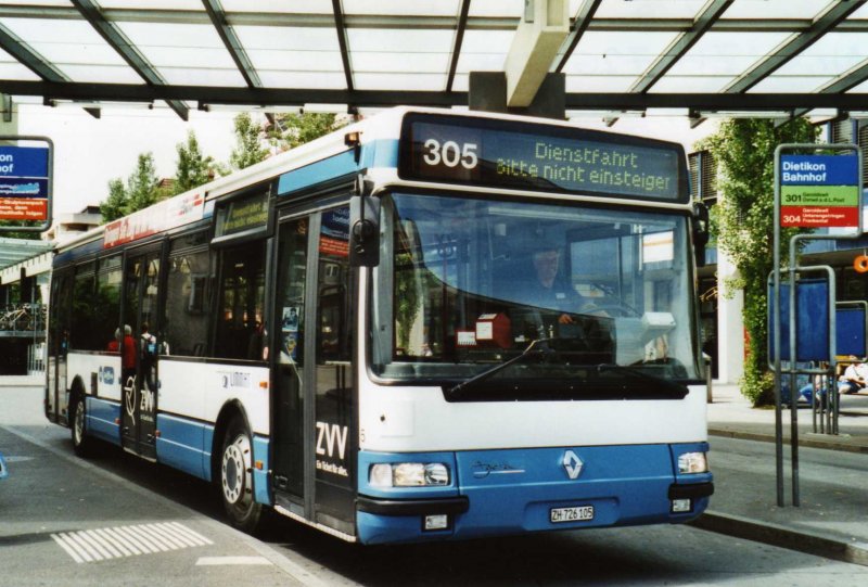 Limmat Bus, Dietikon Nr. 5/ZH 726'105 Renault (ex Hrzeler, Dietikon Nr. 22) am 8. Juni 2009 Dietikon, Bahnhof