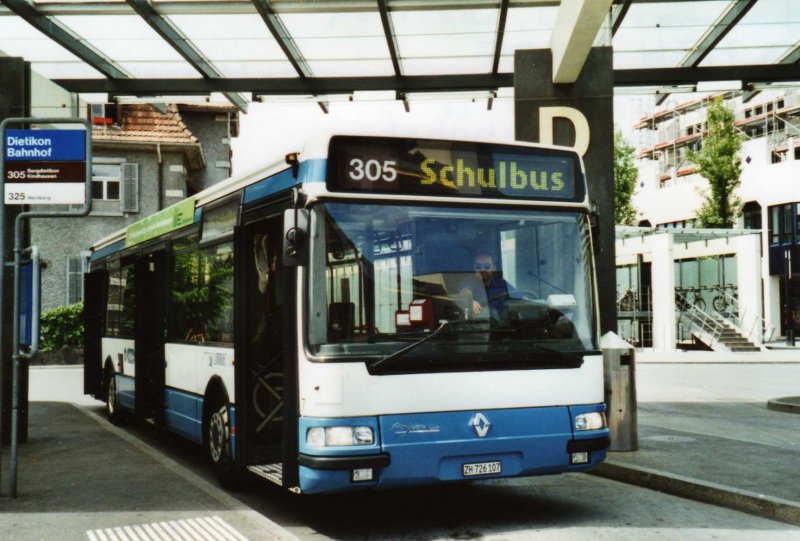 Limmat Bus, Dietikon Nr. 7/ZH 726'107 Renault (ex Hrzeler, Dietikon Nr. 27) am 8. Juni 2009 Dietikon, Bahnhof