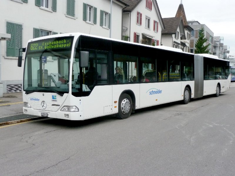 Linth Bus - Mercedes Citaro Gelenkbus nr.7  SG 289751 in Rapperswil am 15.09.2008