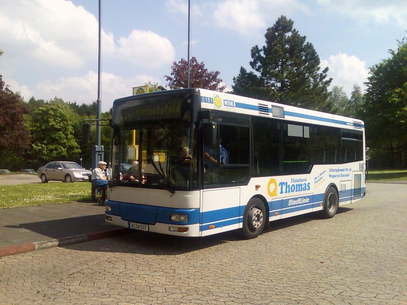 MAN-Bus 0151 auf Linie 650 nach Monhofsfeld Hst Klinik Bergisch Land 
, auch  dat Bsken  genannt. Dieser Bustyp soll laut Aussage eines WSW-Fahrers demnchst durch Mercedes-Busse ersetzt werden