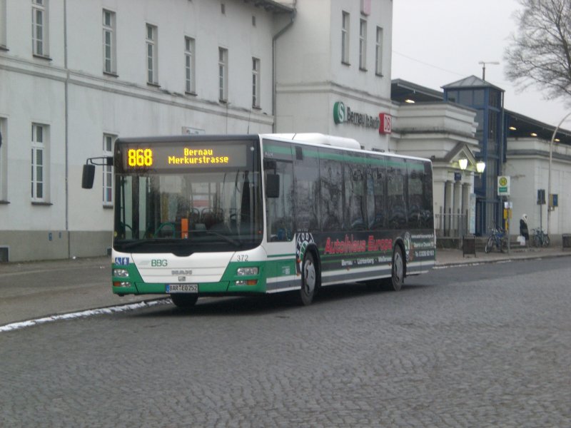 MAN Niederflurbus 3. Generation (Lions City) auf der Linie 868 nach Bernau Merkurstrae am S-Bahnhof Bernau.