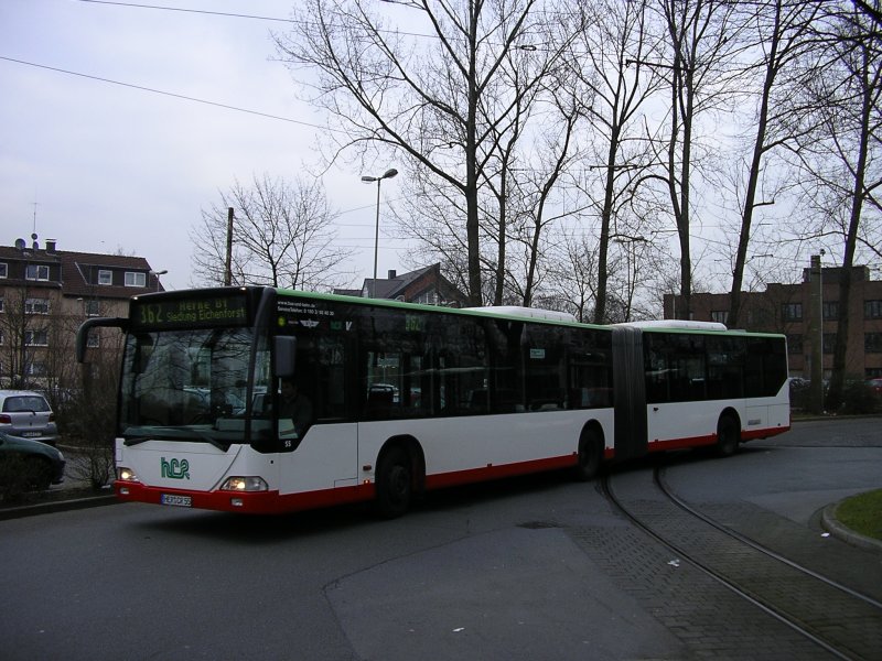 MB Citaro als Linie 362 des  hcr  verlsst Wanne Eickel Hbf. nach Herne Bf.(28.01.2008)