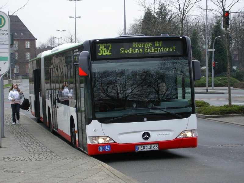 MB Citaro ,als Linie 362 von Wanne Eickel Hbf. nach Herne Bf.(28.01.2008)