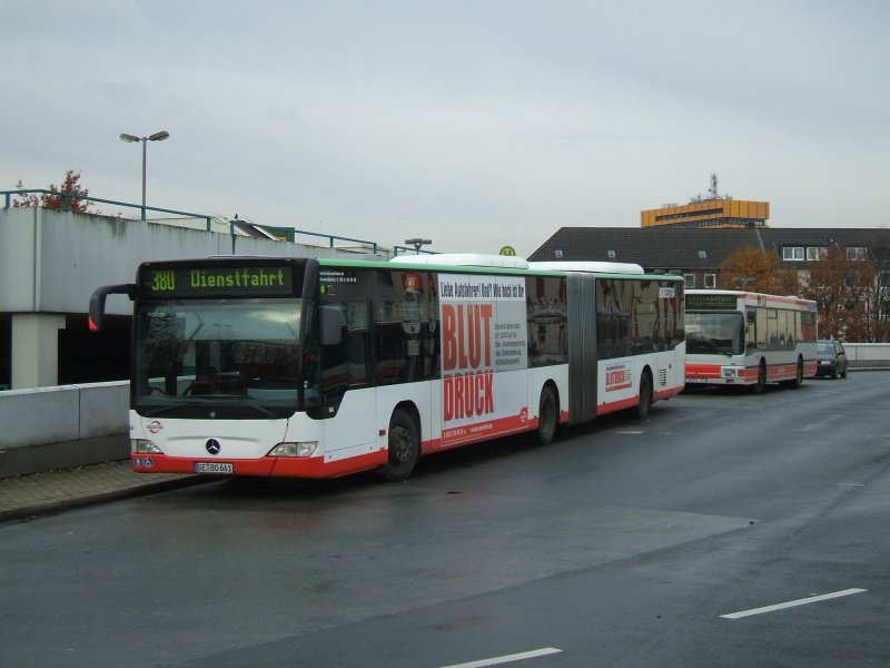 MB Citaro Gelenkbus der Bogestra ,Dienstfahrt,in Gelsenkirchen Hbf/Bbf.(13.11.2007)