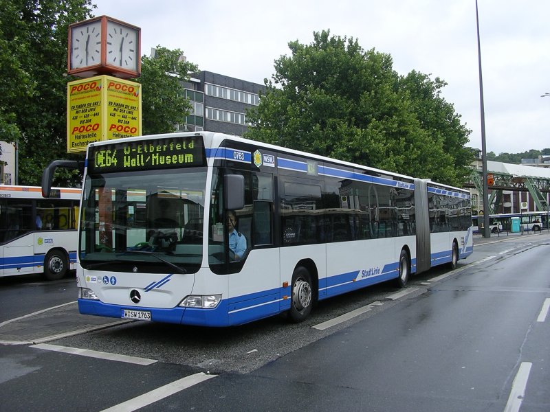 MB Citaro,WSW,Wagen 763,Linie CE64,von Wuppertal Hbf. nach
W.-Elberfeld.(10.08.2008)
