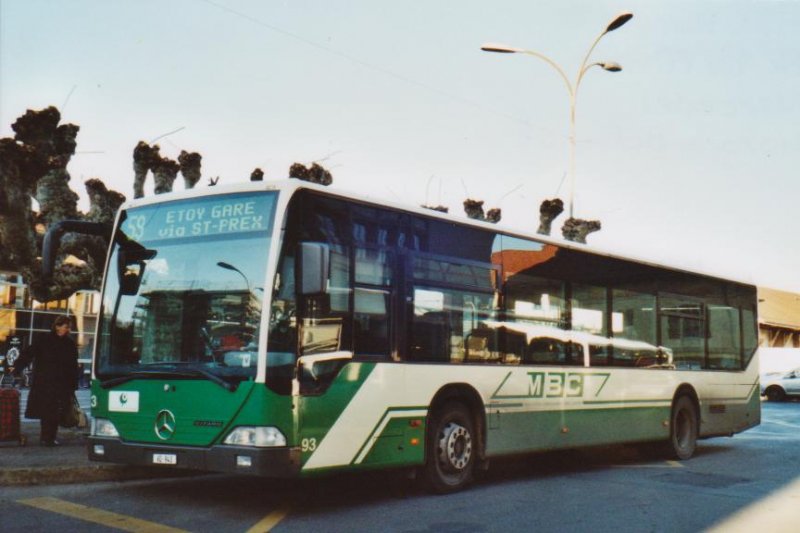 MBC Morges Nr. 93/VD 943 Mercedes Citaro am 22. Dezember 2008 Morges, Bahnhof