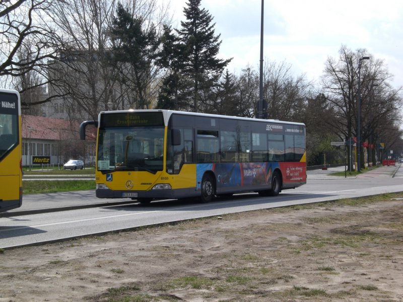 Mercedes-Benz O 530 I (Citaro) als SEV fr die S-Bahnlinie 8 und 46 zwischen S-Bahnhof Adlershof und S-Bahnhof Grnau.
