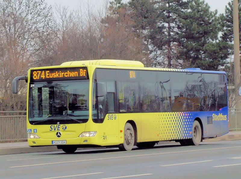 Mercedes Citaro von Firma Evobus (Modell 2008) als  Stadtbus  - Linie 874 unterwegs. Ausgestattet mit Klimaanlage,Radio und Videoberwachung. 18.12.2008