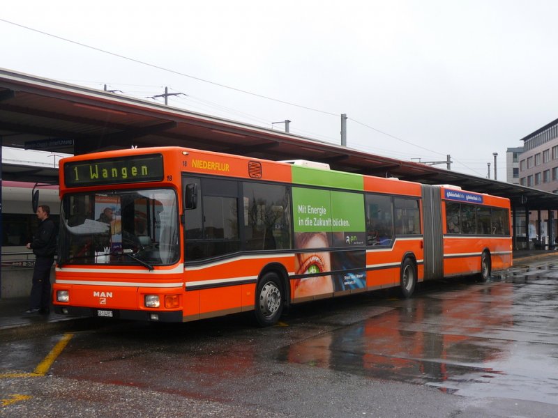 Olten - MAN Bus Nr.18  SO 134857 unterwegs auf der Linie 1 in Olten am 07.02.2009