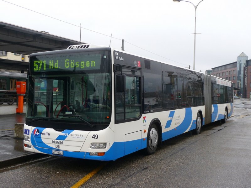 Olten - MAN Bus Nr.49  SO 130123 unterwegs auf der Linie 571 i Olten am 07.02.2009