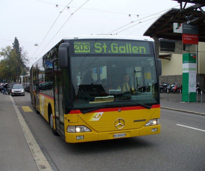 Post - Mercedes Citaro Regio-Bus TG 159872 bei der Haltestelle OLMA in St.Gallen am 14.10.2007