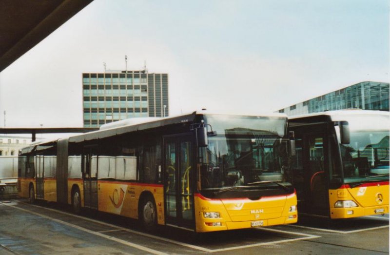 PostAuto Bern Nr. 663/BE 610'550 MAN am 23. Dezember 2008 Bern, Postautostation