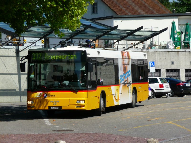 Postauto - MAN Bus AG 363180 unterwegs in Bremgarten/AG auf der Linie 322 am 05.09.2008