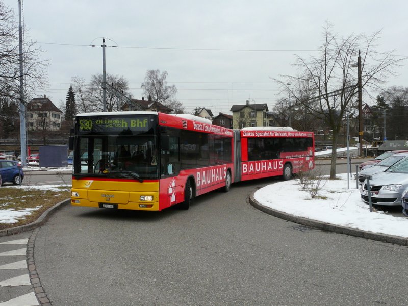 Postauto - MAN Gelenkbus ZH 780685 unterweg auf der Linie 530 in Blach am 20.02.2009