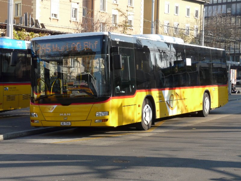 Postauto  - MAN Lion`s City Bus  AG 7540 unterwegs auf der Linie 245 in Zrich am 29.11.2008