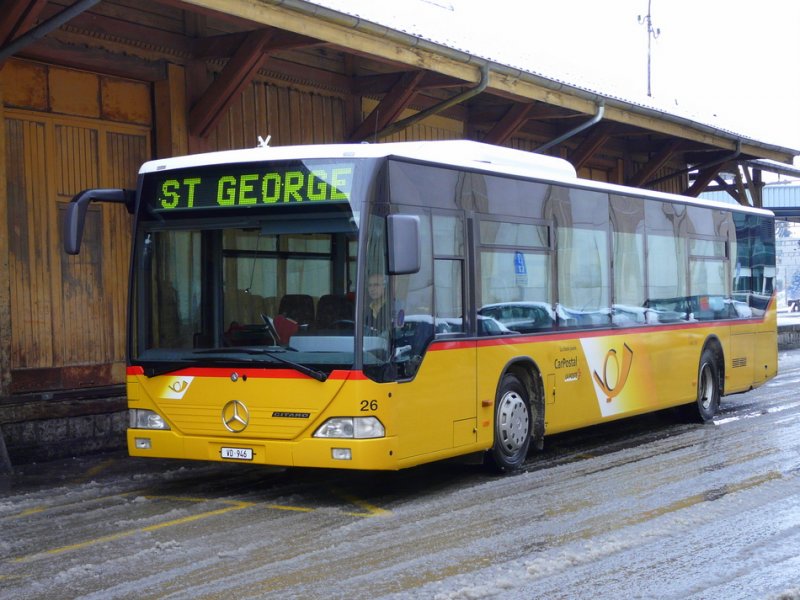 Postauto - Mercedes Citaro Nr.26 VD 946 unterwegs in Nyon auf der Linie nach St.George am 31.12.2008