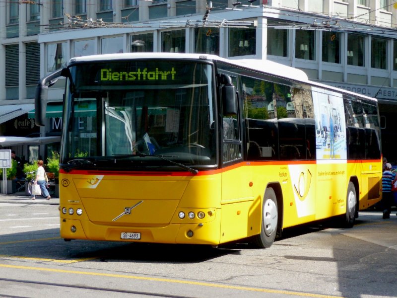 Postauto - Volvo 8700 Bus SG 4693 unterwegs auf Diesntfahrt in St.Gallen am 03.09.2008