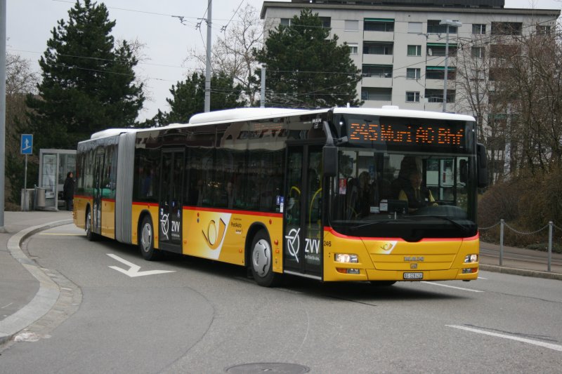 PostAuto Zürich / PU Stutz, Jonen, Nr. 246 (AG 328'416, MAN Lion's City A23, 2009) am 30.3.2009 in Zürich, Triemli. 