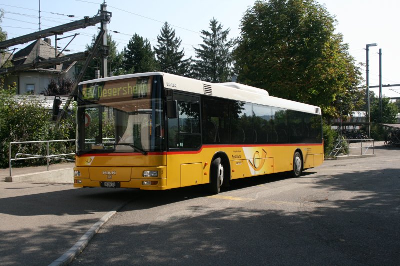 PU Postautobetriebe AG Unteres Toggenburg, SG 284'108 (MAN N313/A20, 2005) am 8.9.2009 in Flawil. 