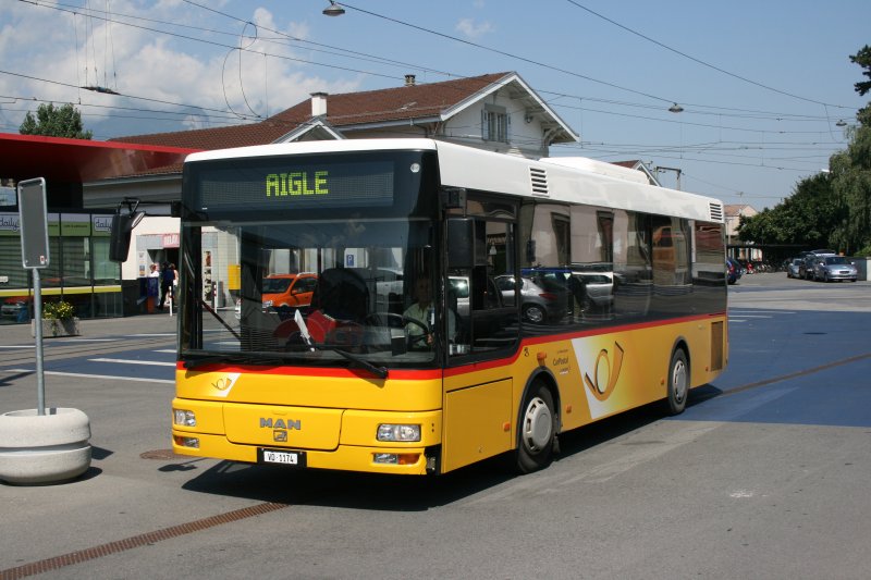 PU TPC, Aigle, VD 1'174 (MAN/Gppel NM223/A76, 2004) am 16.7.2009 in Aigle, gare. 