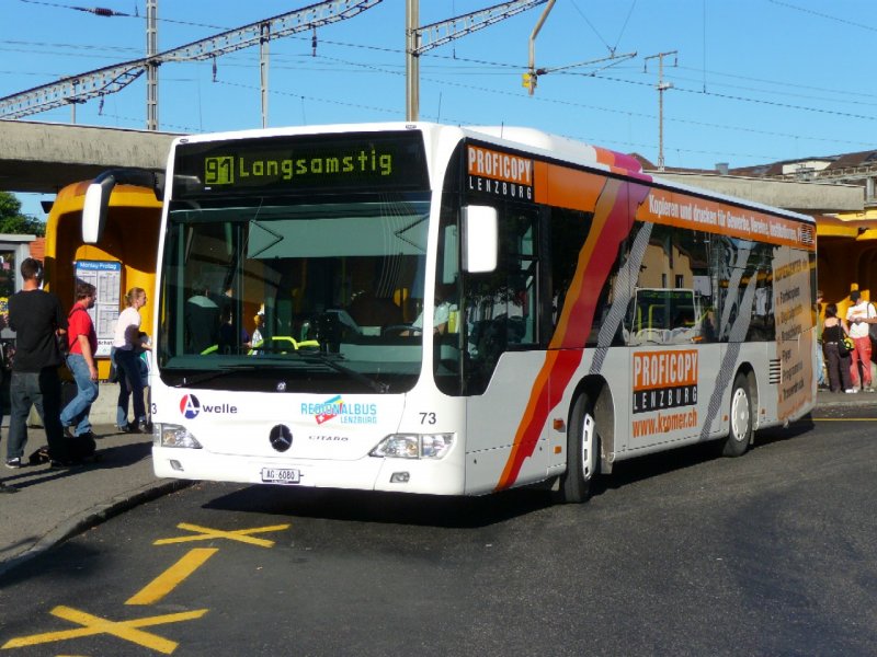 RBL - Mercedes Citaro Bus Nr.73 AG 6080 unterwegs auf der Linie 91 in Lenzburg am 08.09.2008