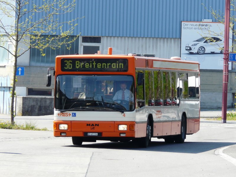 RBS - MAN  Nr.4  BE 481104 unterwegs auf der Linie 36 in Zollikofen am 01.05.2009