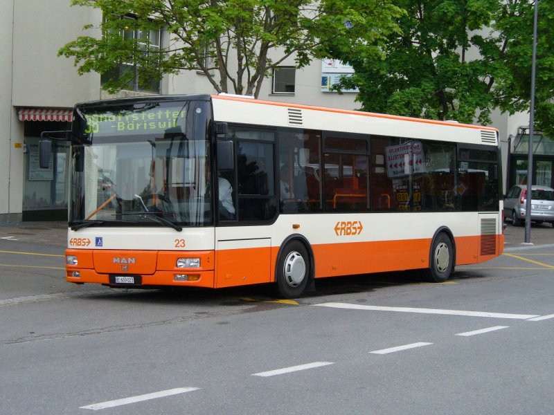 RBS - MAN Regiobus Nr.23  BE 609023 unterwegs in Schnbhl eingeteilt auf der Linie 38 nach Mattsttten - Briswil am 30.04.2007