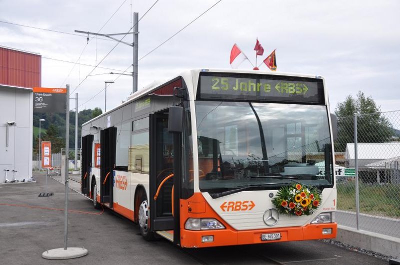 RBS, Worblaufen Nr. 1/BE 365'301 Mercedes Citaro mit Aufschrift  Oranje-Bus  am 22. August 2009 anlsslich dem Tag der offenen Tr beim Depot Worbboden.