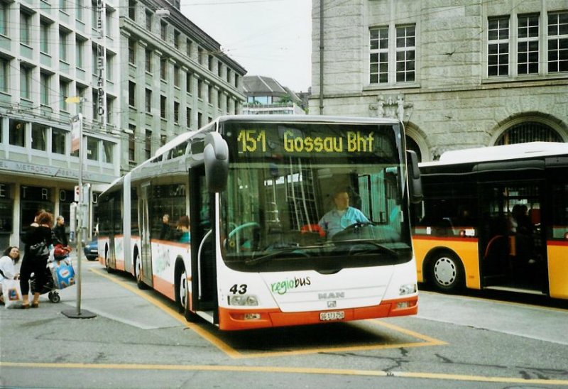Regiobus Gossau 43/SG 173'250 MAN am 24. Mai 2008 St. Gallen, Bahnhof