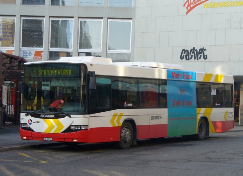 RVBW - SCANIA-Hess Bus Nr.76 AG 60317 bei der Haltestelle Schlossbergplatz in Baden am 29.12.2007