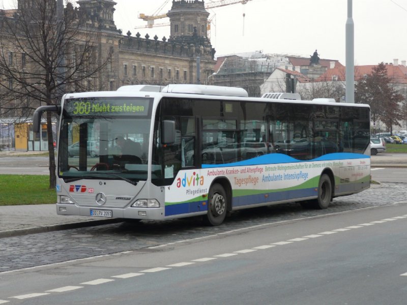 RVD - Mercedes Citaro DD:RV 2051 eingeteilt auf der Linie 360 in Dresden am 10.12.2008