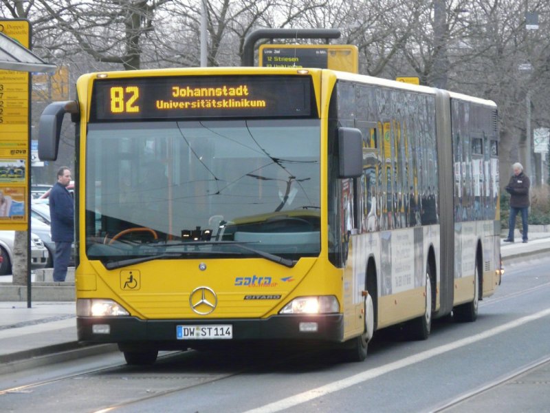 SATRA - Mercedes Citaro Bus DW:ST 114 unterwegs auf der Linie 82 in Dresden am 10.12.2008