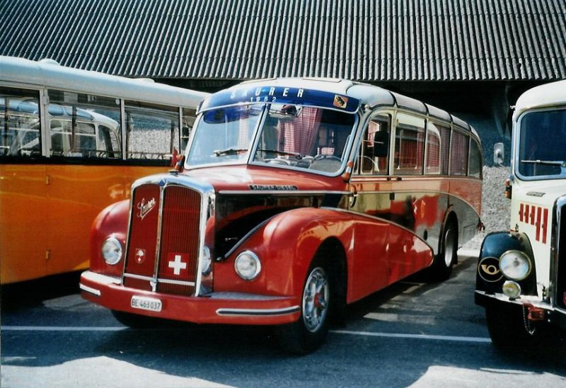 Schaller, Walterswil BE 463'037 Saurer/R&J (ex AFA Adelboden Nr. 16; ex ASKA Aeschi Nr. 8) am 30. August 2008 Niederbipp, Saurer-Treffen