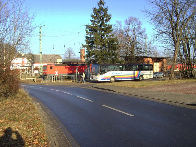 Schienenersatzverkehr Kerkwitz - Peitz/Ost, am 14.01.2008 Bahnhof Kerkwitz