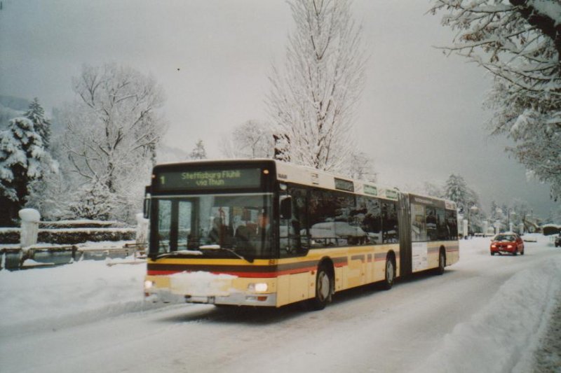 Schnee in Thun: STI Thun Nr. 88/BE 572088 MAN am 17. Dezember 2008 Thun, Schifflndte