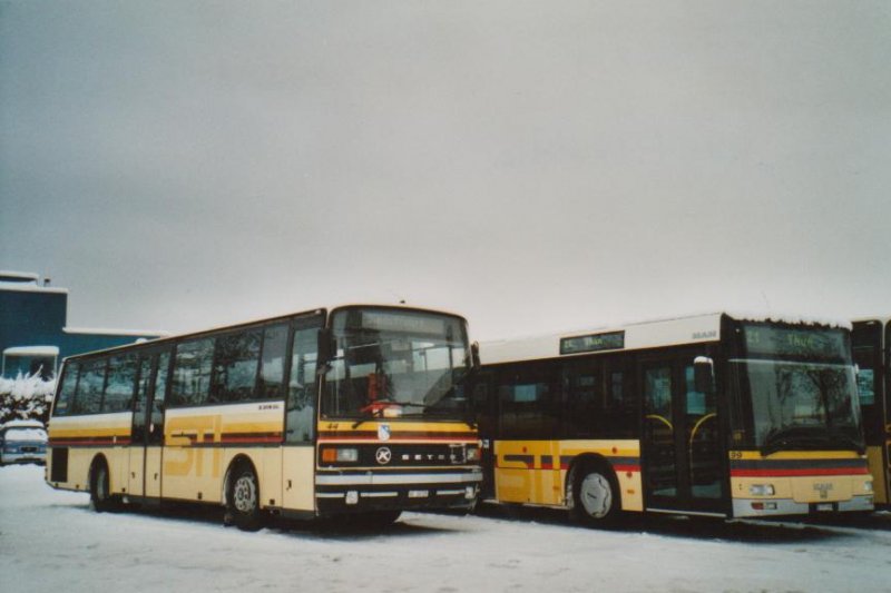 Schnee in Thun: STI Thun Nr. 44/BE 26729 Setra (ex AGS Sigriswil) am 17. Dezember 2008 Thun, Schifflndte