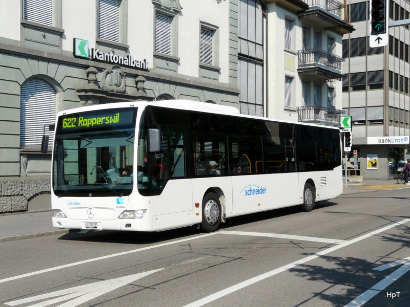 Schneider Linth Bus - Mercedes Citaro Nr.9  SG 70612 unterwegs in der Stadt Rapperswil am 07.09.2009