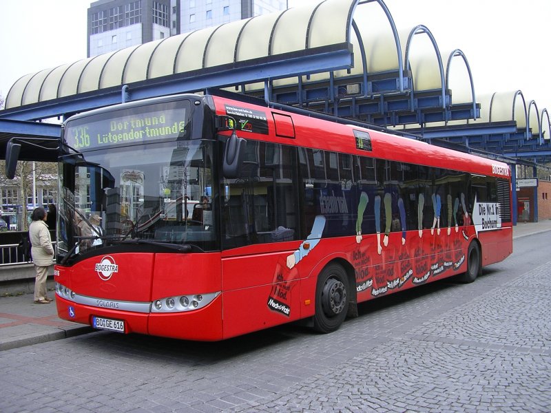 Solaris Urbino 12,als Linie 336 von Bochum Hbf. nach Dortmund Ltgendortmund.(24.04.2008)