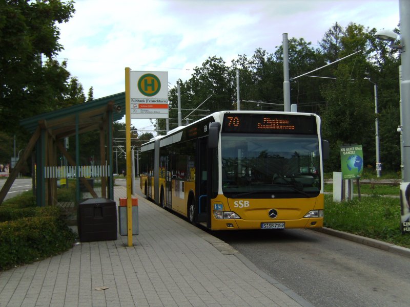 SSB EvoBus O530G S-SB 7159 (Bj.2008) als Linie 70 an der Endhaltestelle Ruhbank (Fernsehturm).