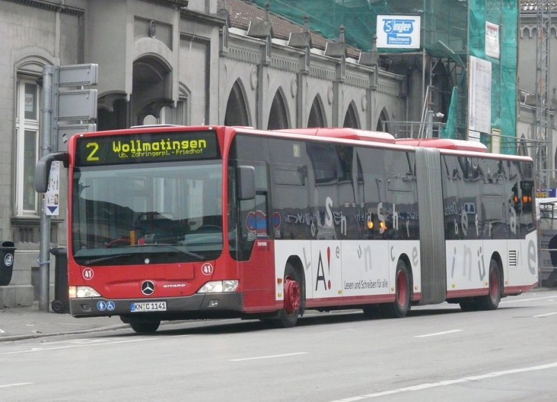 Stadtwerke Konstanz - Mercedes Citaro Nr.41  KN:C 1141 unterwegs auf der Linie 2 in Konstanz am 20.02.2009