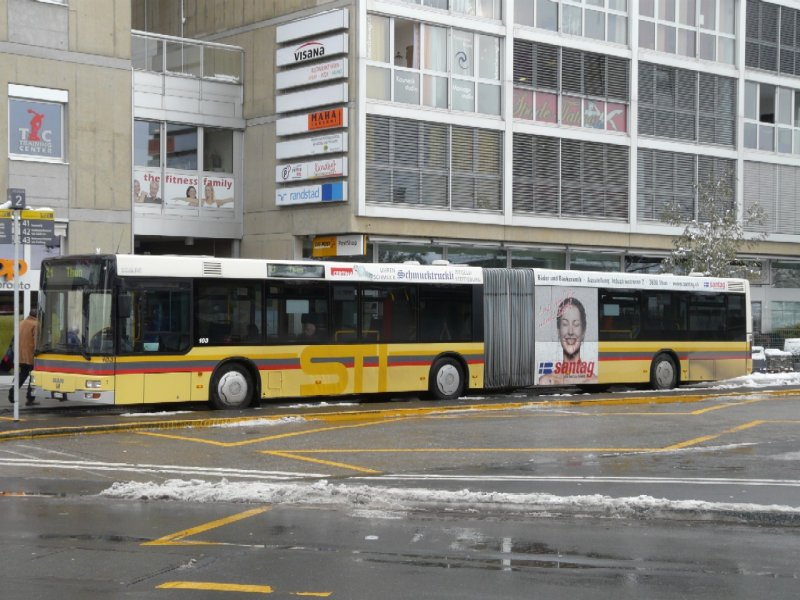 STI - MAN Bus Nr.103 BE 577103 unterwegs auf der Linie 21 in Thun am 12.12.2008