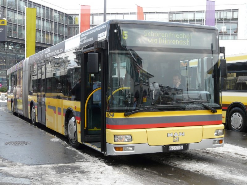 STI - MAN Bus Nr.104 BE 577104 unterwegs auf der Linie 5 in Thun am 12.12.2008