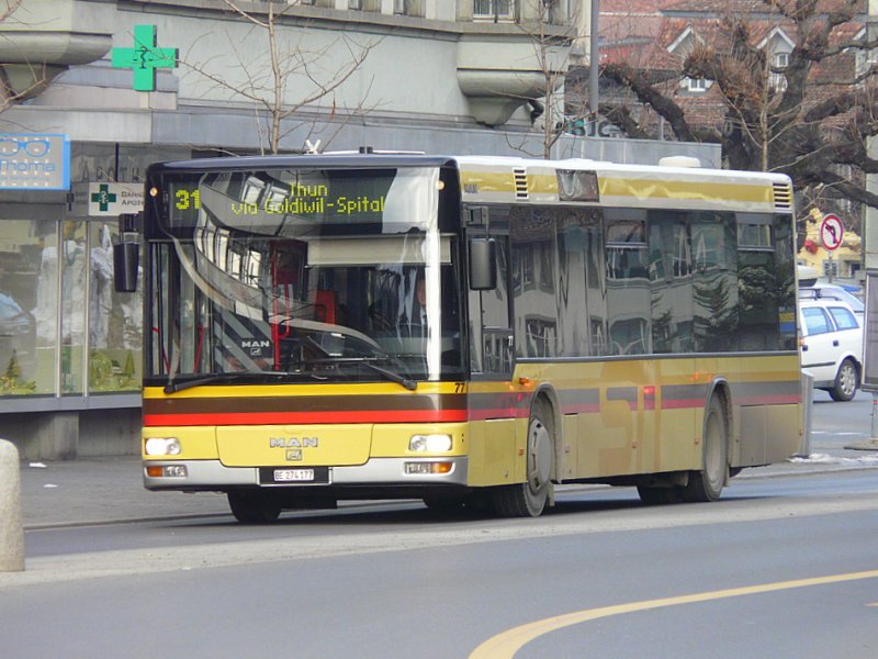 STI - MAN Bus Nr.77 BE 274177  unterwegs auf der Linie 31 in Thun am 28.12.2008