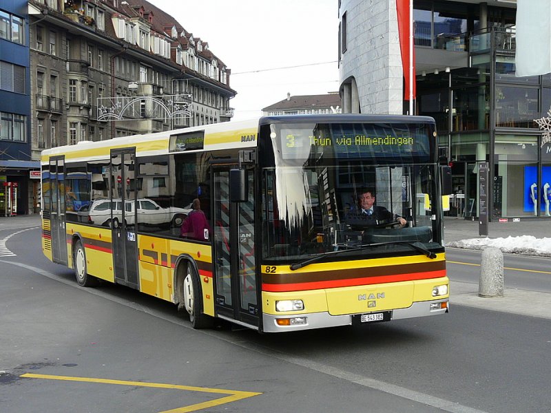 STI - MAN Bus Nr.82  BE 543382 unterwegs auf der Linie 3 in Thun am 28.12.2008